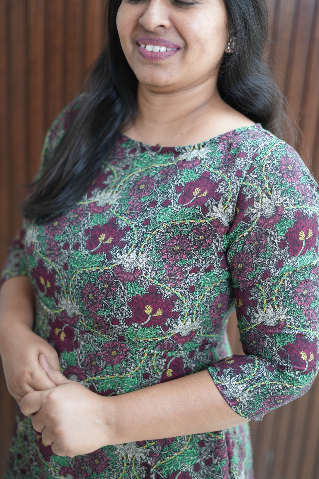 Dense Forest Green Wine Side Slit Kurti