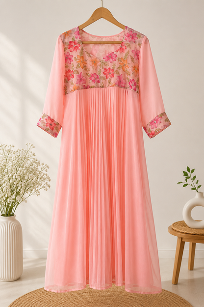 Bloom and Breeze - Peach pink Aline dress