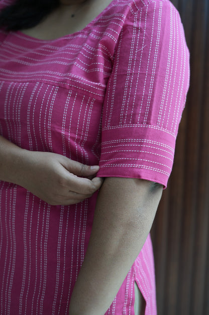 Pink Horizon Weave Kurti