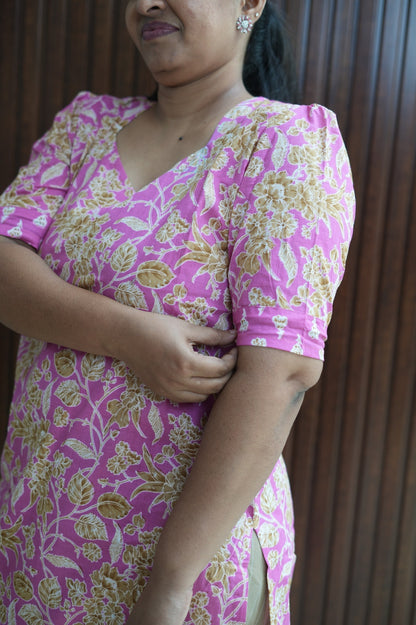 Pink floral Cotton Kurti