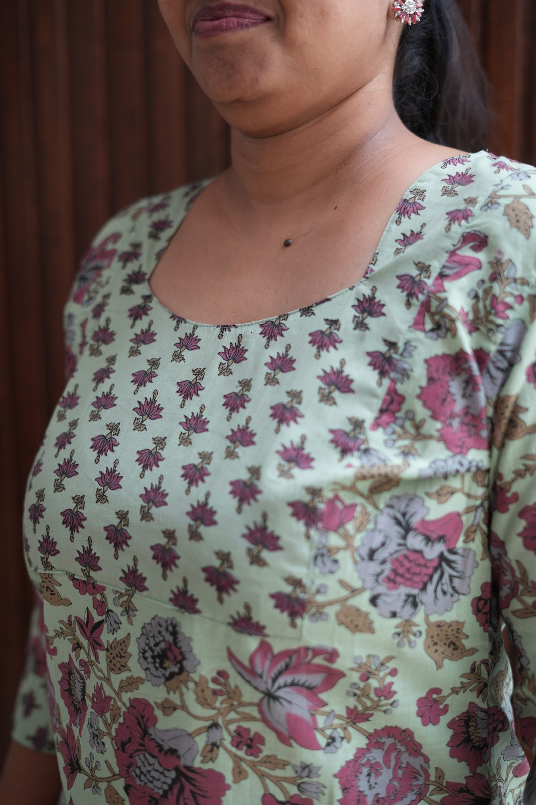 Green Jaipur Bloom Cotton Kurti