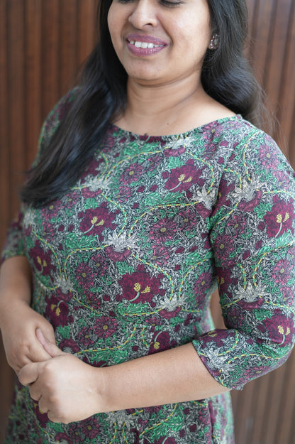Dense Forest Green Wine Side Slit Kurti