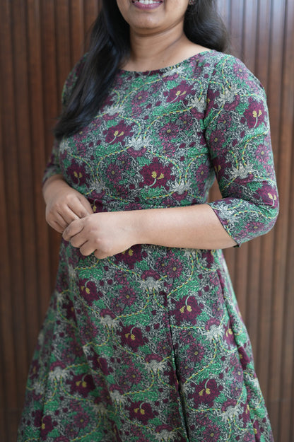 Dense Forest Green Wine Side Slit Kurti