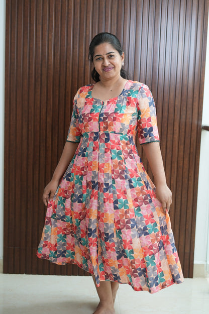 Colourful Abstract Floral Kali Maxi Dress