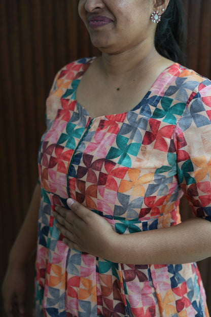 Colourful Abstract Floral Kali Maxi Dress