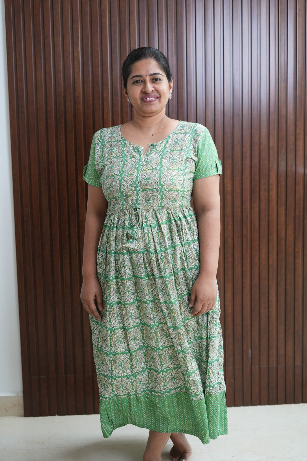 Short green floral maxi