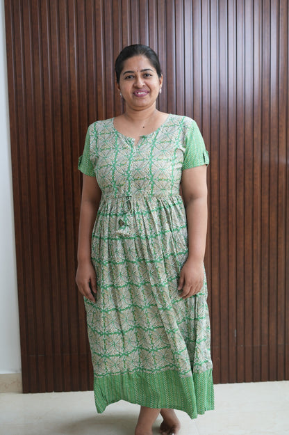 Short green floral maxi