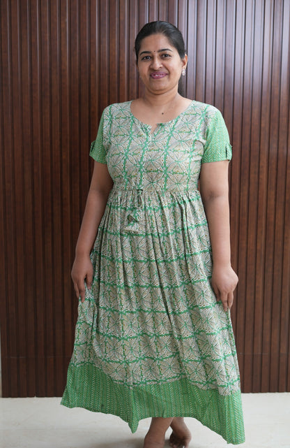 Short green floral maxi
