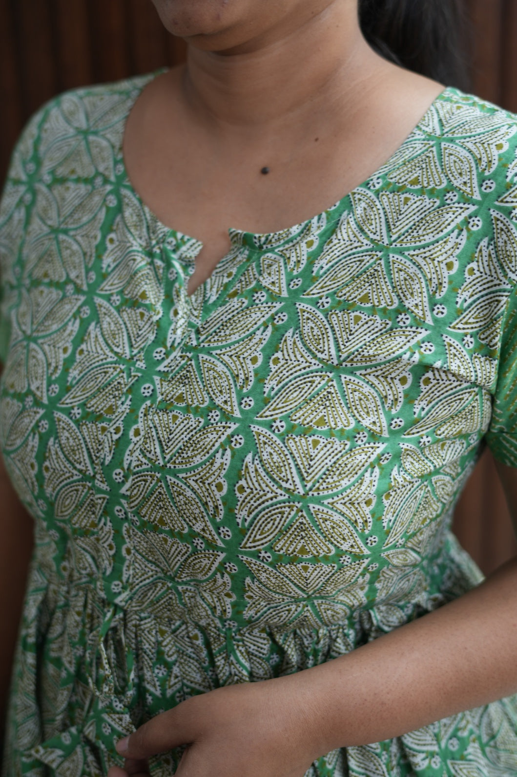 Short green floral maxi