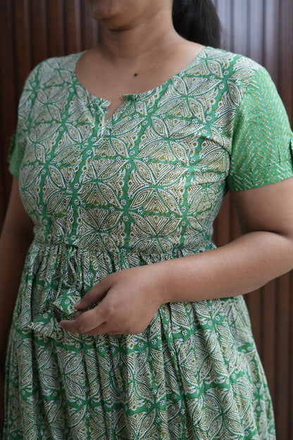 Short green floral maxi