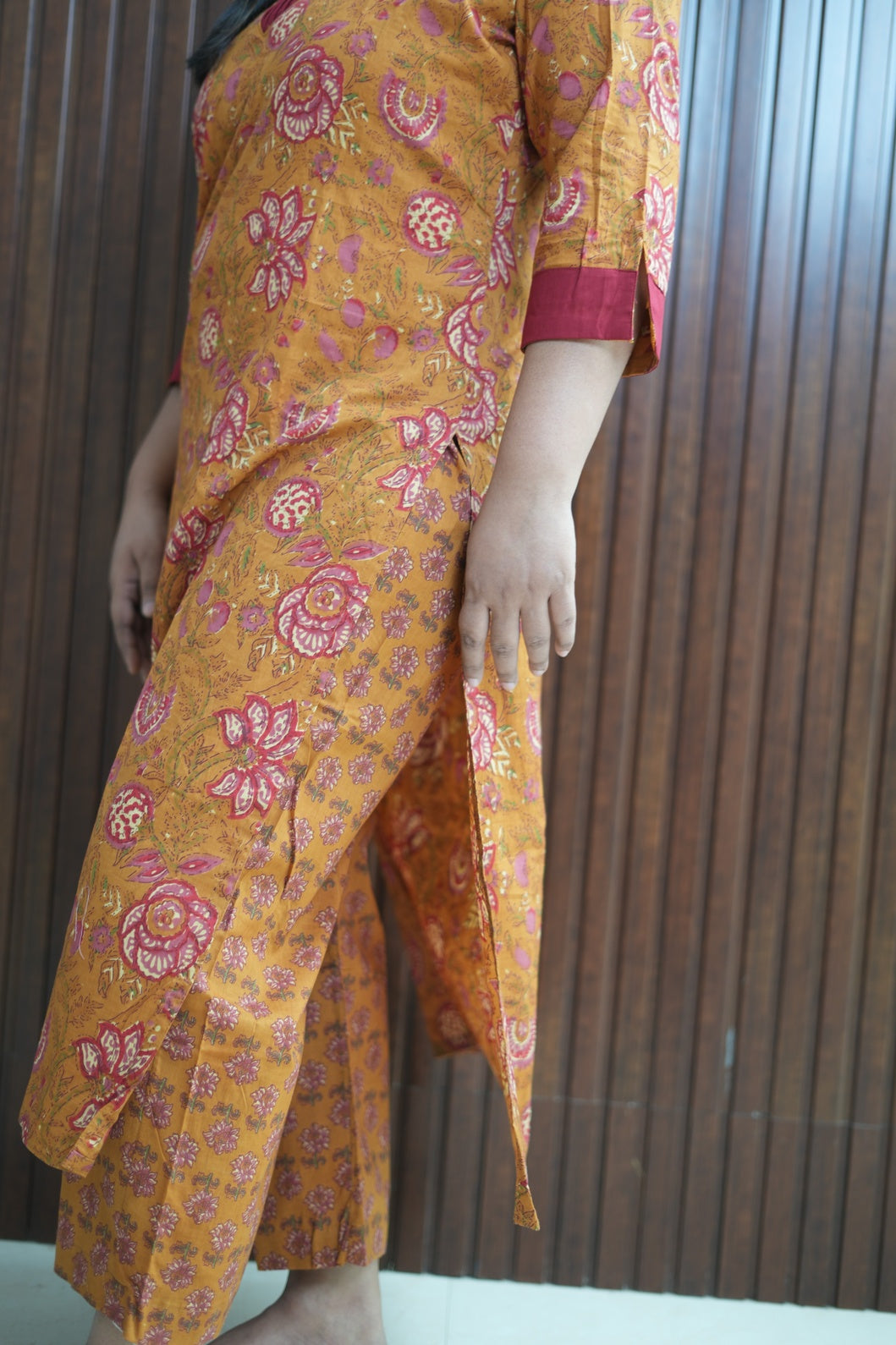 Honey Mustard Deep floral Kurti