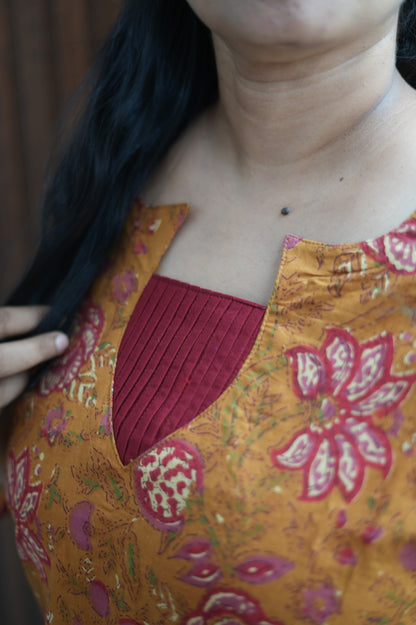 Honey Mustard Deep floral Kurti