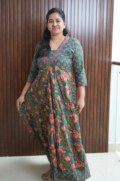 Green Jaipur Bloom Multi-Panel Gown Dress