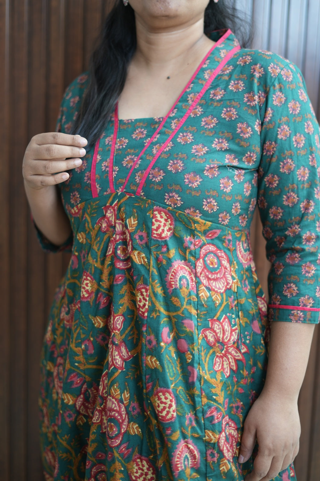 Green Jaipur Bloom Multi-Panel Gown Dress
