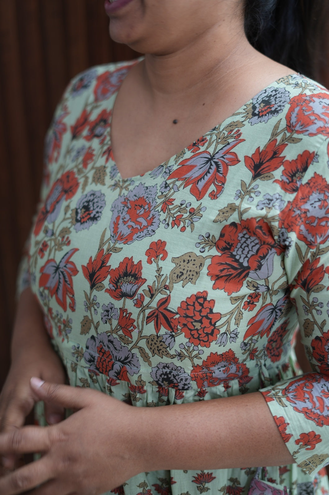 Green Jaipur Twirl orange Floral Dress