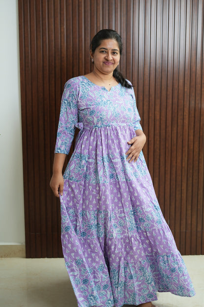 Lavender Jaipur Twirl Floral Dress