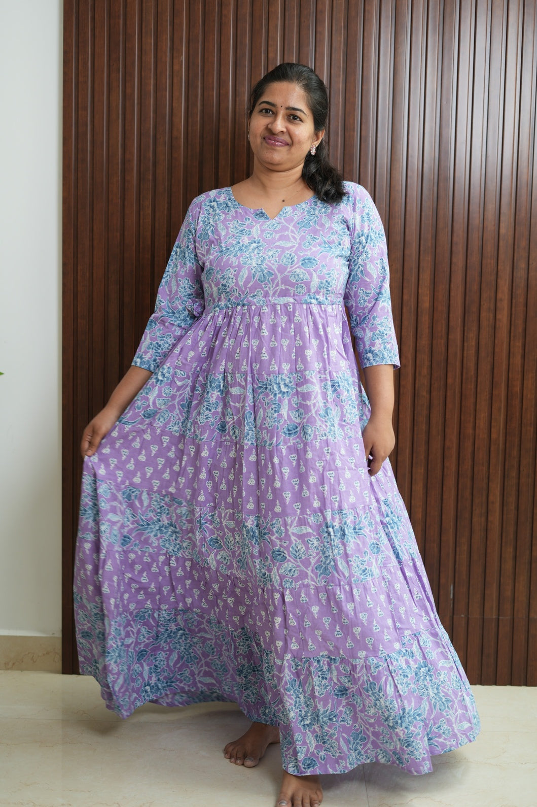 Lavender Jaipur Twirl Floral Dress