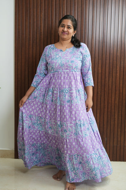 Lavender Jaipur Twirl Floral Dress