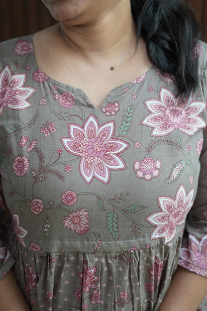 mocha brown Jaipur Twirl Floral Dress
