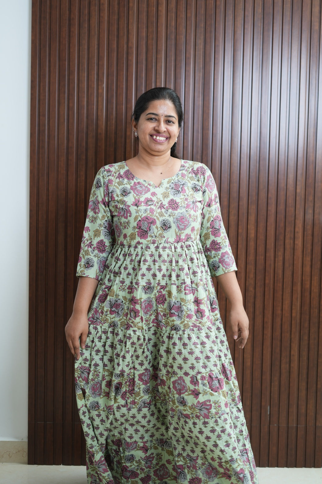 Green Jaipur Twirl purple Floral Dress