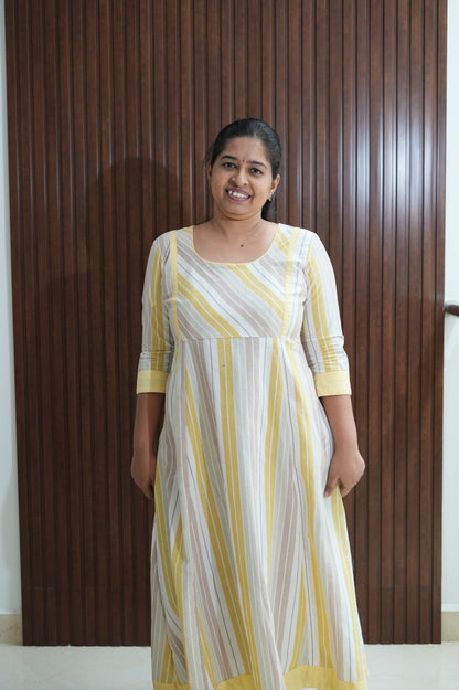 Ivory Caramel Stripes maxi