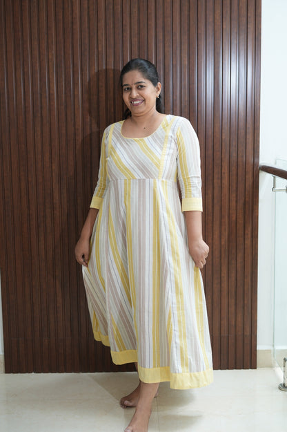 Ivory Caramel Stripes maxi