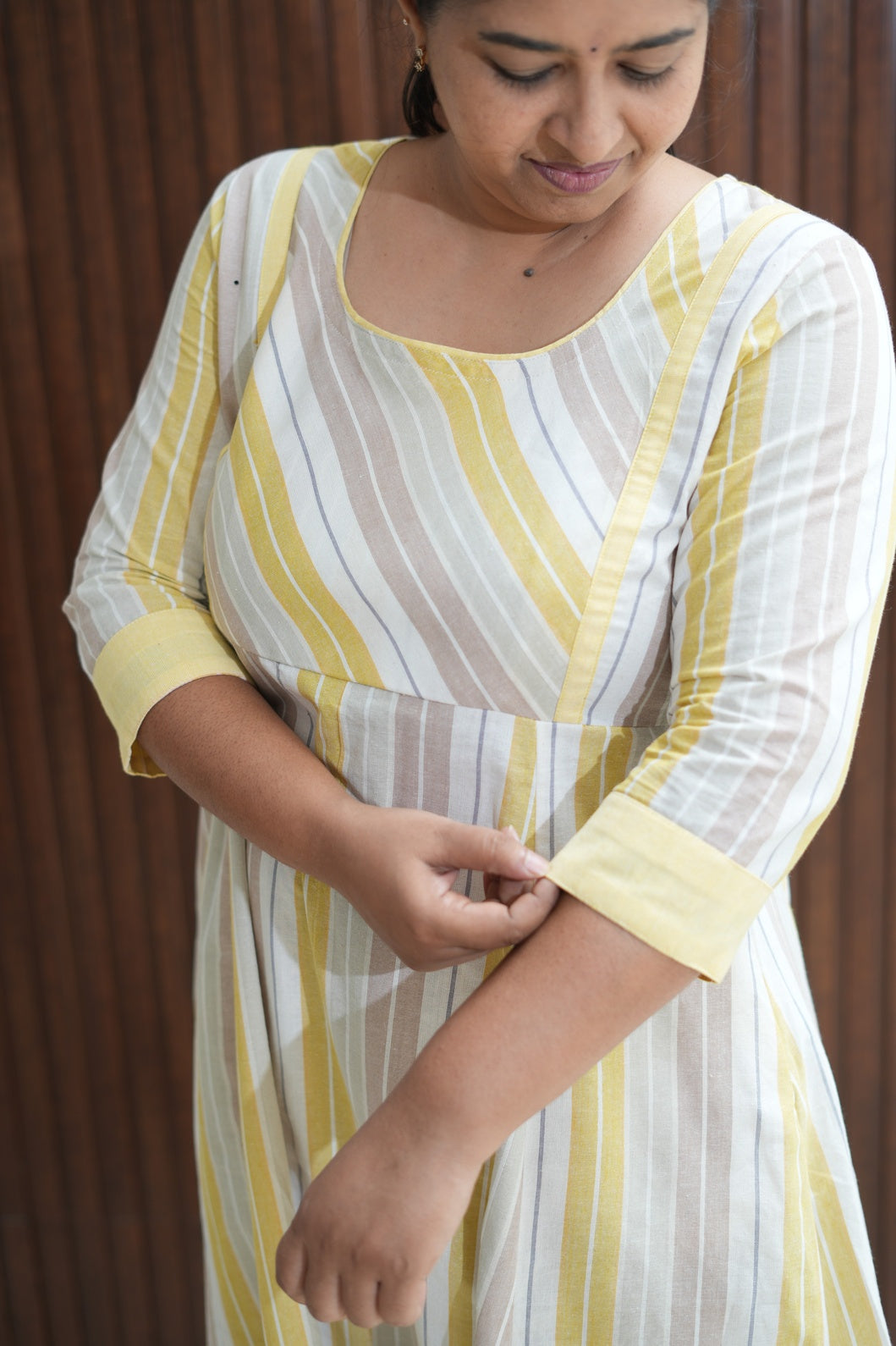 Ivory Caramel Stripes maxi