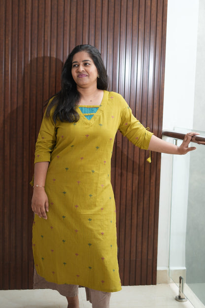 Earthy Mustard Green Kurti