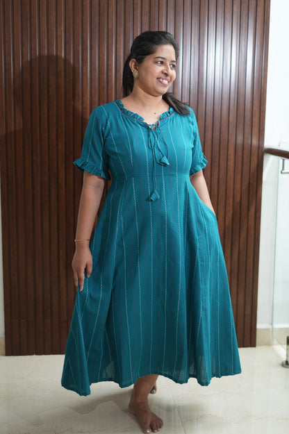 Dusty Peacock Blue Short Maxi