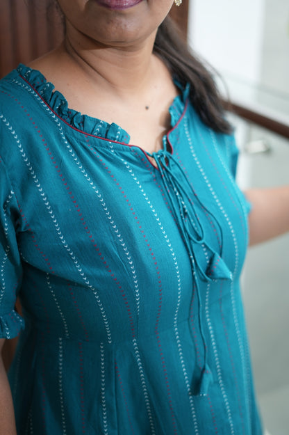 Dusty Peacock Blue Short Maxi