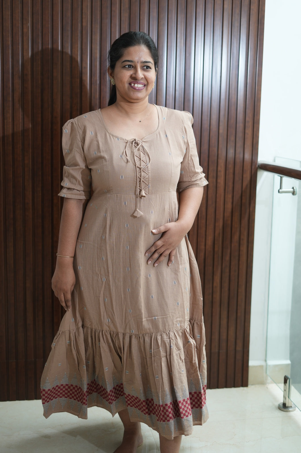 Earthy Chikoo Frill Dress