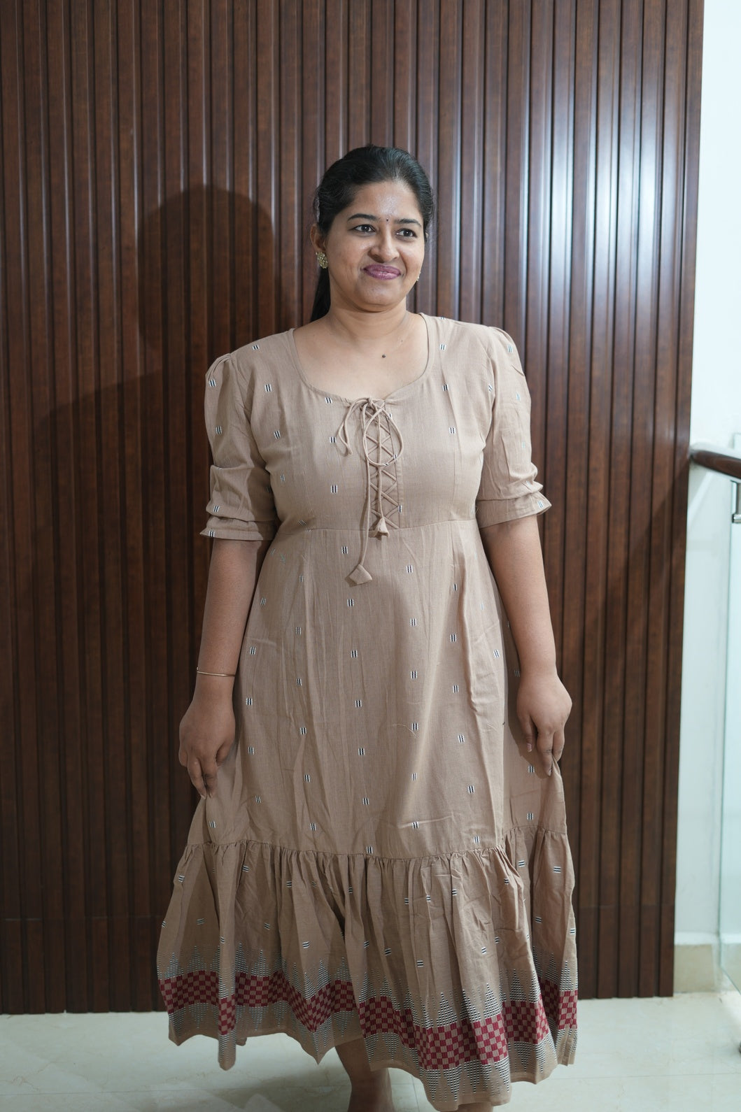 Earthy Chikoo Frill Dress