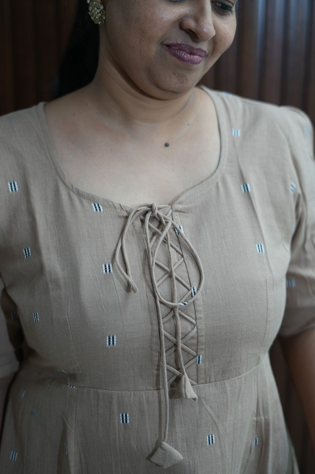 Earthy Chikoo Frill Dress