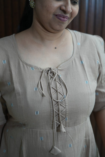 Earthy Chikoo Frill Dress