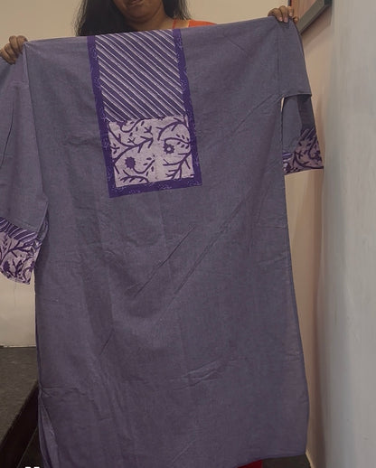 Unstitched Patch Work Kurti Material - lavender -07