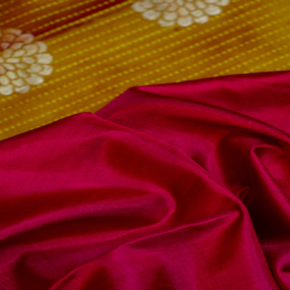 Mustard yellow soft silk saree