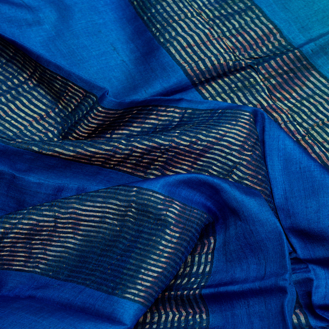 Double shaded blue and green tussur silk saree