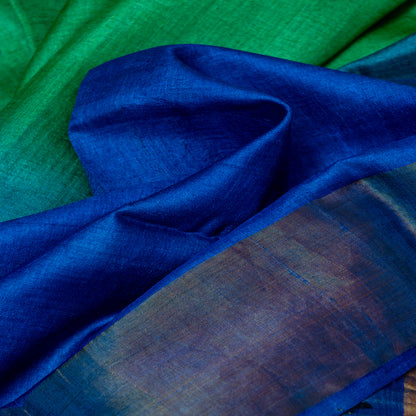 Double shaded blue and green tussur silk saree