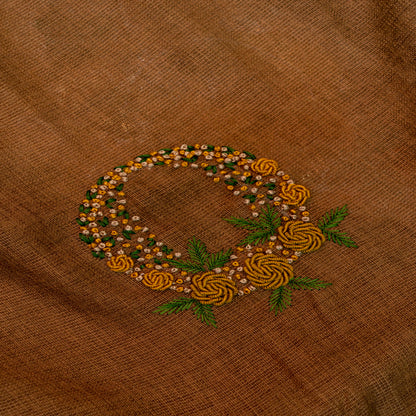 Jute Ocher Color Set with Kota Silk Duppatta