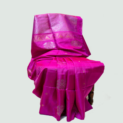 Magenta pink soft silk saree